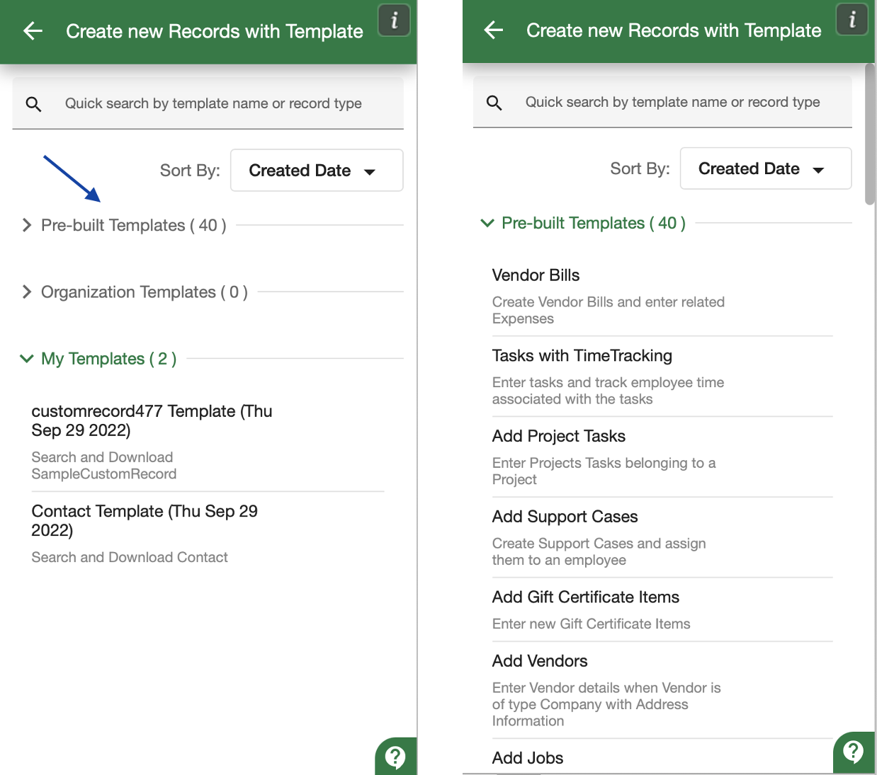 Build Record Example Note: